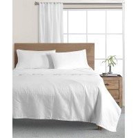 Sunham Wellbeing Oxywash White Solid 300 Thread Count Sheet Set, King