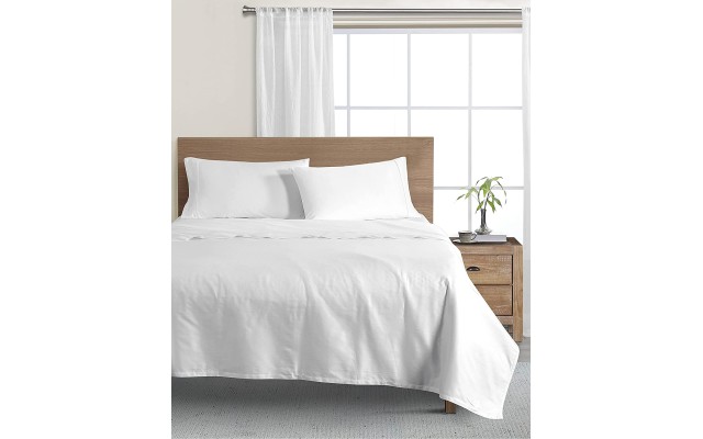  Wellbeing Oxywash White Solid 300 Thread Count Sheet Set, King