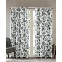 SunSmart Camille 50″ x 95″ Textured Floral-Print Room Darkening Window Panel, Blue