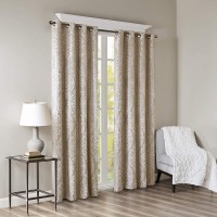 Sunsmart Mirage 50″ x 95″ Damask Total Blackout Curtain Panel, Champagne