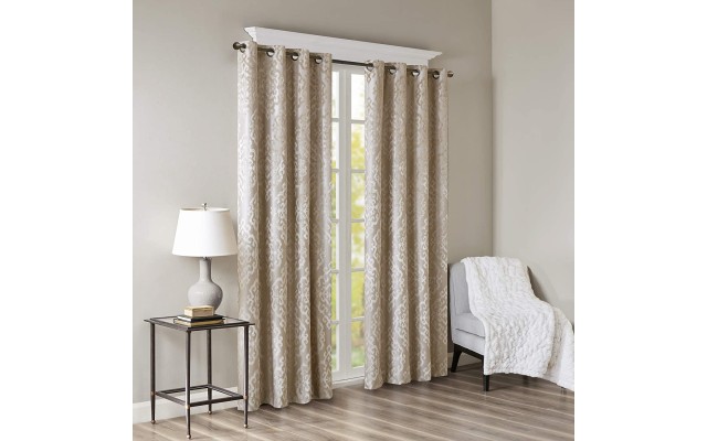  Mirage 50″ x 95″ Damask Total Blackout Curtain Panel, Champagne