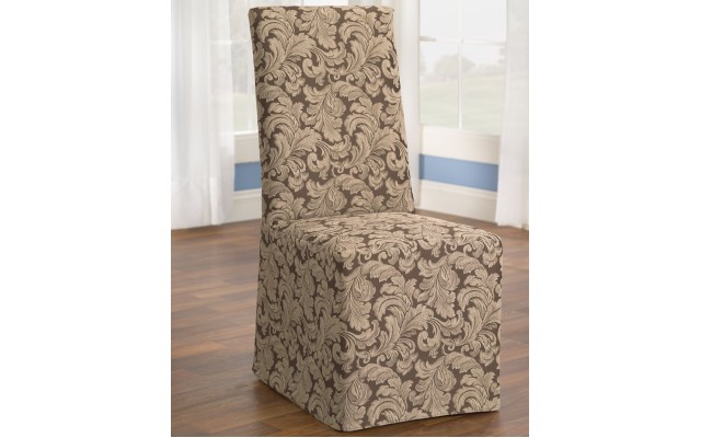  Scroll Slipcover, Dining Room Brown Chair Slipcover, Brown