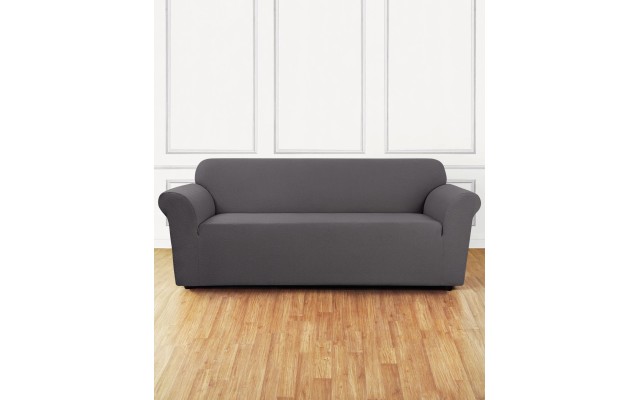  Stretch Delicate Leaf One-Piece Sofa Slipcover, Gray