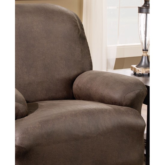 Sure Fit Stretch Faux Leather One Piece Recliner Slipcover, Brown