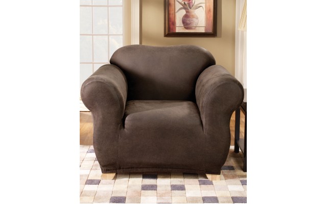 Sure Fit Stretch Faux Leather One Piece Recliner Slipcover, Brown