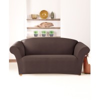 Sure Fit Stretch one-piece Slipcover, Loveseat Slipcover, Brown