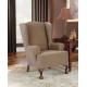 Stretch Pinstripe Wing Chair Slipcover, Taupe