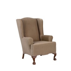 Sure Fit Stretch Pinstripe Wing Chair Slipcover, Taupe