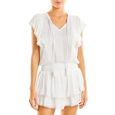 Surf Gypsy Lace and Crocheted Trim Swim Cover-Up, White, Medium