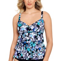 Swim Solutions Dancing Queen Triple Tier Tankini Top, 12, Multicolor