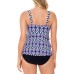  Jewels Printed Tiered Tummy Control One-Piece Swimsuit, 12, Multicolor