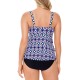  Jewels Printed Tiered Tummy Control One-Piece Swimsuit, Purple, 8