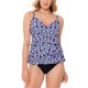  Jewels Printed Tiered Tummy Control One-Piece Swimsuit, Purple, 8