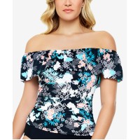Swim Solutions Off-The-Shoulder Tankini Top, 8, Multicolor