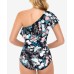  One Shoulder One-Piece Swimsuit Women’s Swimsuit, Black, 16