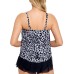 Pleated High-Neck Tankini Top, 10, Black