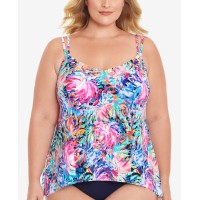Swim Solutions Plus Size Magnolia Tankini Top, Floral Multi, 16W