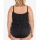  Plus Size Triple Tiered Tummy-Control One-Piece Swimsuit, Black, 20W
