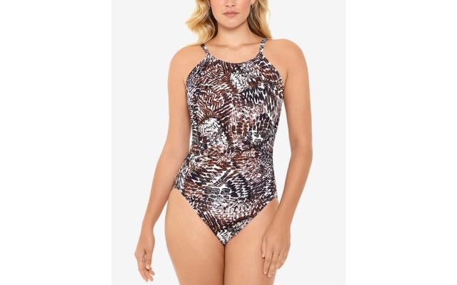  Printed V-Back One-Piece Swimsuit Women’s Swimsuit, Multi, 12
