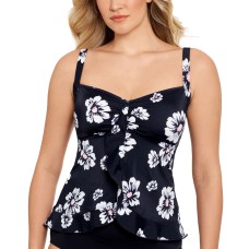 Swim Solutions Ruffle-Hem Tankini Top, Black, 10