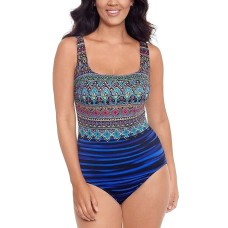 Swim Solutions Taj Mahal Strappy-Back One-Piece Swimsuit, Multi, 10