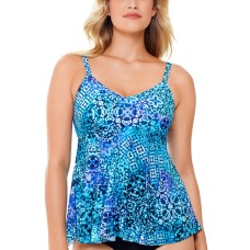Swim Solutions Underwire Tankini Top, 16, Multicolor