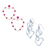 Thalia Sodi Gold-Tone Crystal Open Heart, Twist Drop Earrings – 2 Pack