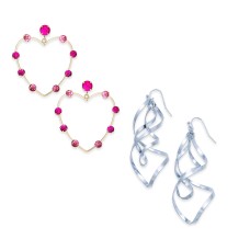 Thalia Sodi Gold-Tone Crystal Open Heart, Twist Drop Earrings – 2 Pack