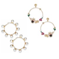 Thalia Sodi Gold-Tone Large Imitation Pearl Hoop Earrings – 2 Pack