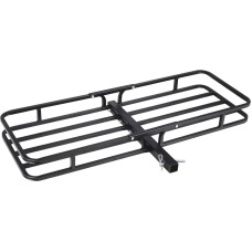 The Season Essentials Folding Fold Hitch-Mount Cargo Carrier Mounted Basket Luggage Rack, 500 Lbs Capacity, Black, 53.5 x 19.5 x 6