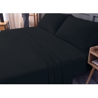 the Season Essentials Wrinkle Free Sheet Sets with Deep Pockets & Stain Resistant, 1800 Thread Count Bamboo Based, Black, King