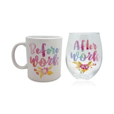 Tmd Holdings Before Work & After Work Watercolor 18oz. Ceramic Mug & 22oz.