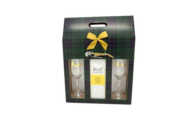  Cheers Hostess Set Wine Opener and Set of 2 Wine Stems