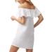  Ruffled Off-The-Shoulder Over-Up Dress,White, Small