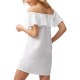  Ruffled Off-The-Shoulder Over-Up Dress,White, Small