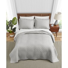 Tommy Bahama Solid Pelican Reversible 2-Piece Twin Quilt Set Bedding, Grey