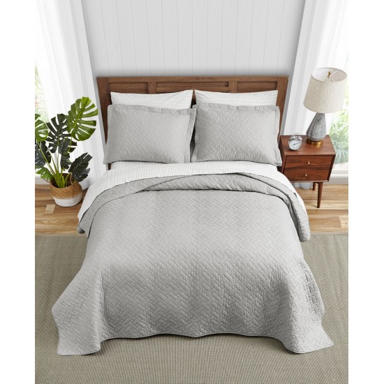  Solid Pelican Reversible 2-Piece Twin Quilt Set Bedding, Grey