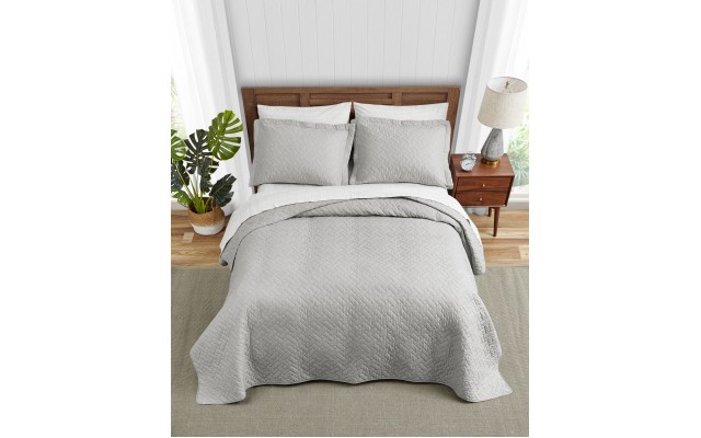  Solid Pelican Reversible 2-Piece Twin Quilt Set Bedding, Grey