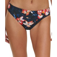 Tommy Hilfiger Floral-Print Bikini Bottoms Women’s Swimsuit, Navy, Large