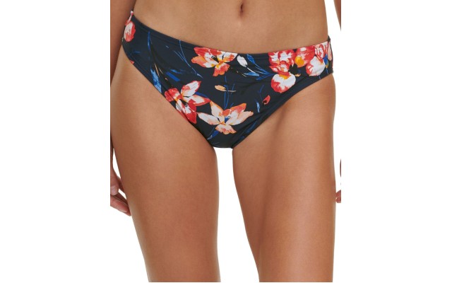  Floral-Print Bikini Bottoms Women’s Swimsuit, Navy, XL
