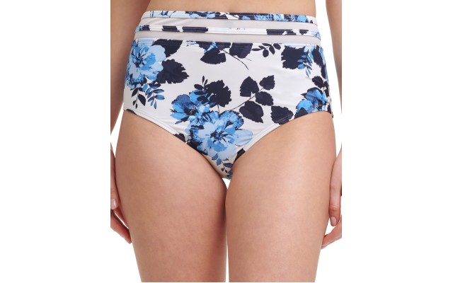  Scalloped-Edge Printed Swim Bottoms, X-Large, Multicolor