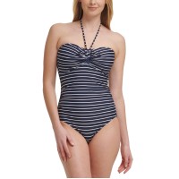 Tommy Hilfiger Striped One-Piece Swimsuit, Blue, 14