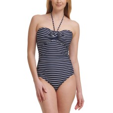 Tommy Hilfiger Striped One-Piece Swimsuit, 4, Navy