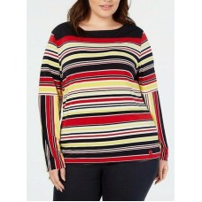 Tommy Hilfiger Women’s Blouse Plus Stripe Boat Neck Jersey