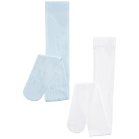 Trimfit Girls 2-Pk. Glitter Heart & Solid Tights, Blue/White, 4-6