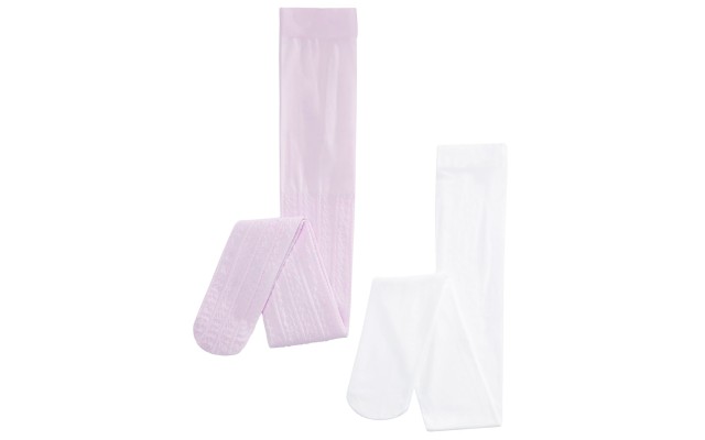  Girls 2-Pk. Glitter Heart & Solid Tights, White/Lilac, 2-4