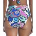  Mandalay Printed High-Waist Bikini Bottoms, White, 4