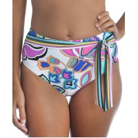 Trina Turk Mandalay Printed High-Waist Bikini Bottoms, White, 4