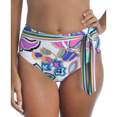 Trina Turk Mandalay Printed High-Waist Bikini Bottoms, White, 4