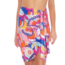 Trina Turk Sevilla Faux-Wrap Skirt Women’s Swimsuit, Pink, Large